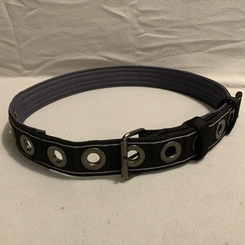Black Construction/Safety Belt w/Hole Round Buckle nwot